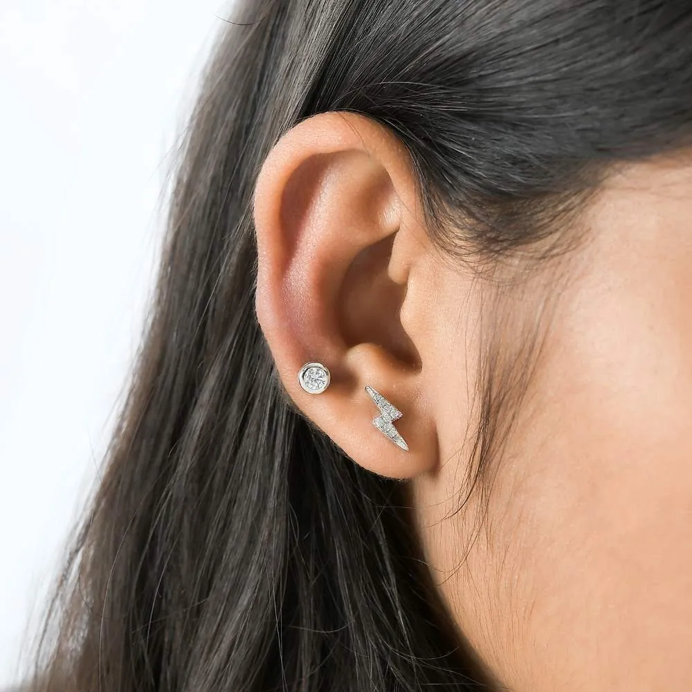Moissanite Solitaire Sleep Earrings   Flash Sleep Moissanite Studs