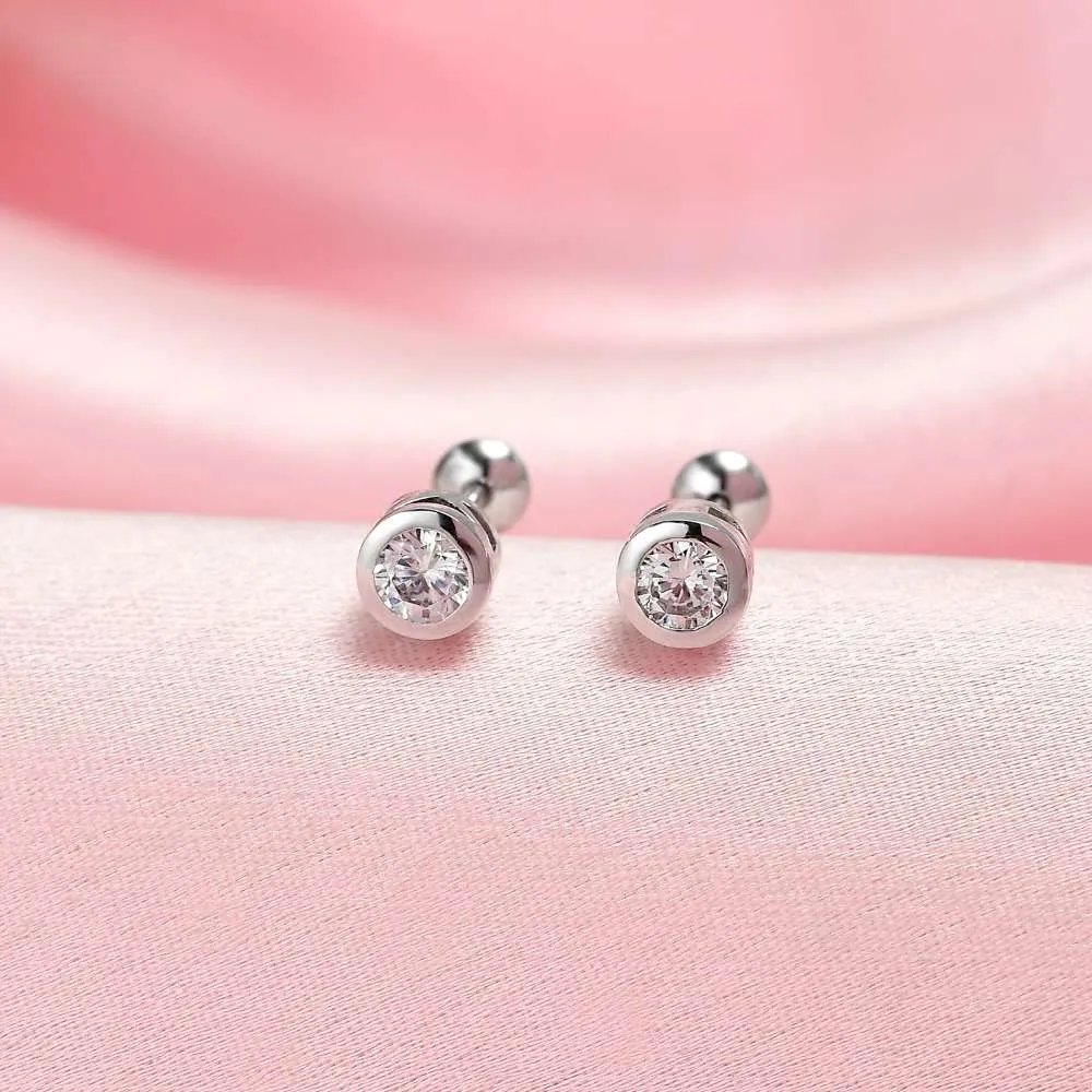 Moissanite Solitaire Sleep Earrings   Flash Sleep Moissanite Studs