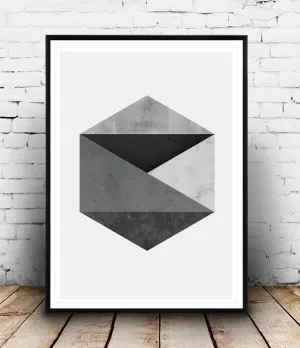 Monochrome abstract hexagon print