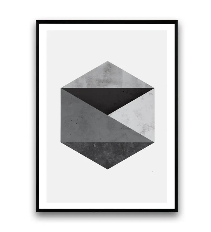 Monochrome abstract hexagon print