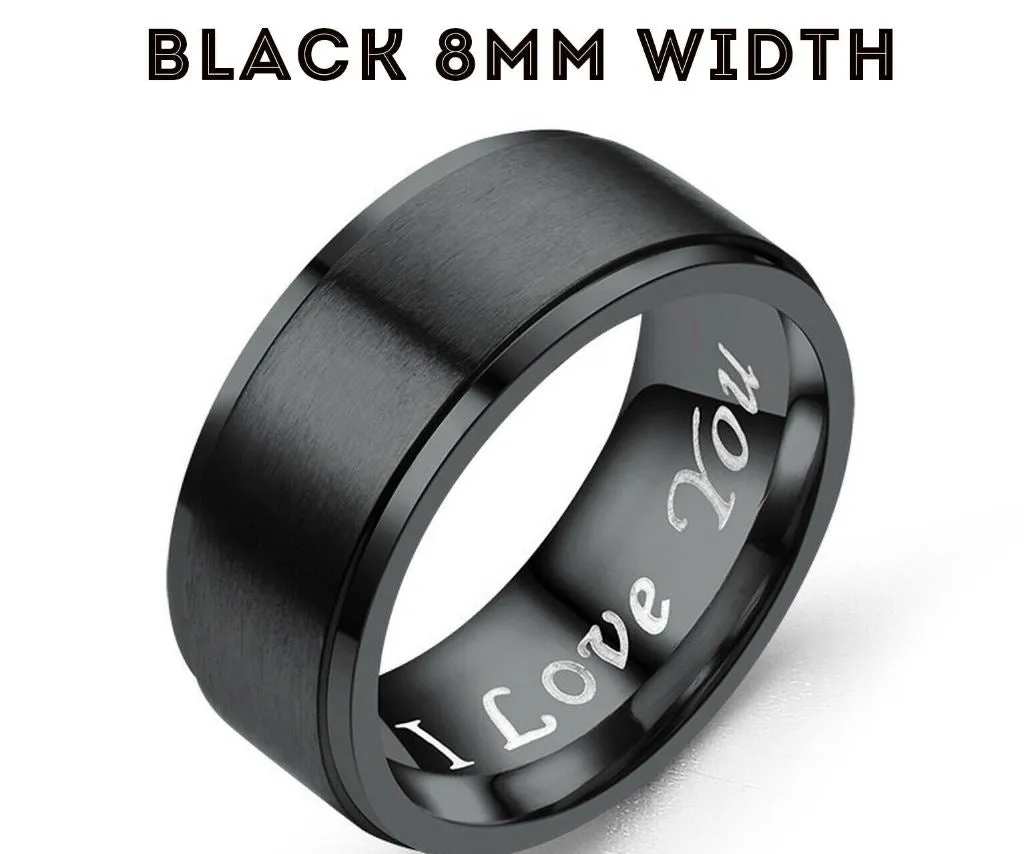 MRoyale™ Couple's Matching Stainless Steel 'I Love You' Wedding Band Ring