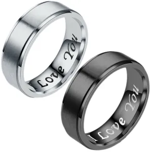 MRoyale™ Couple's Matching Stainless Steel 'I Love You' Wedding Band Ring