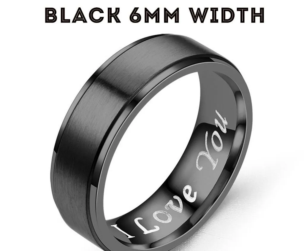 MRoyale™ Couple's Matching Stainless Steel 'I Love You' Wedding Band Ring