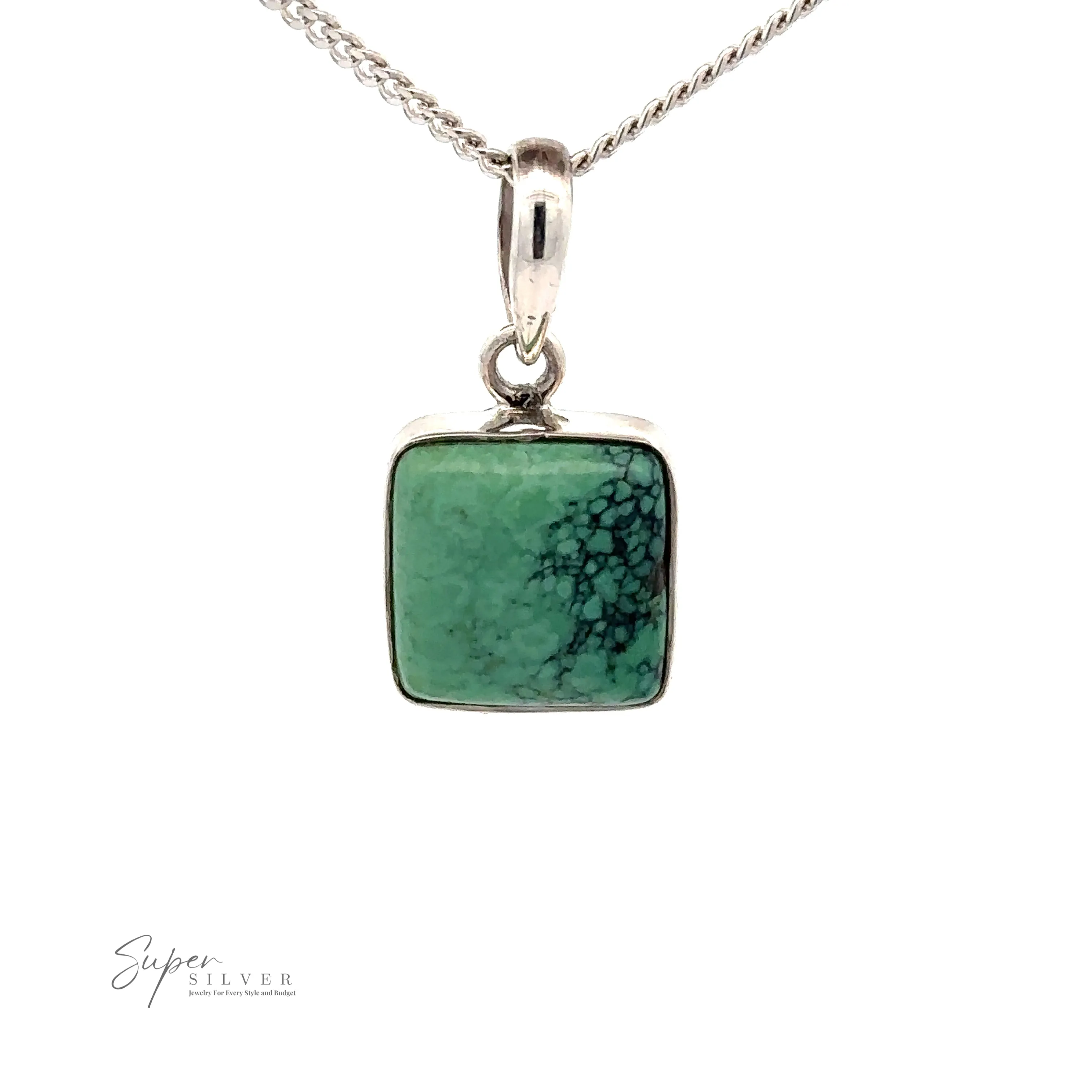 Natural Turquoise Square Pendant