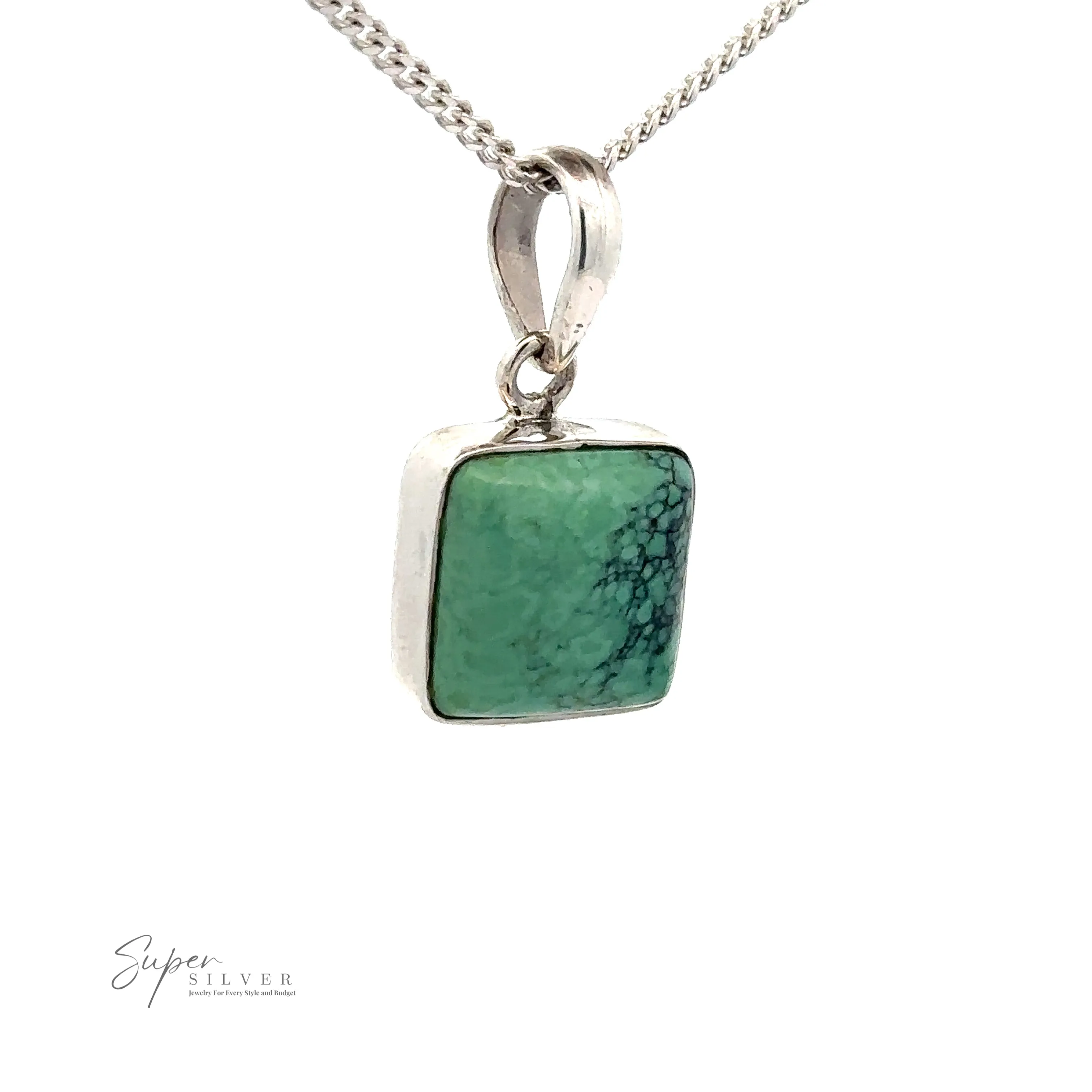 Natural Turquoise Square Pendant