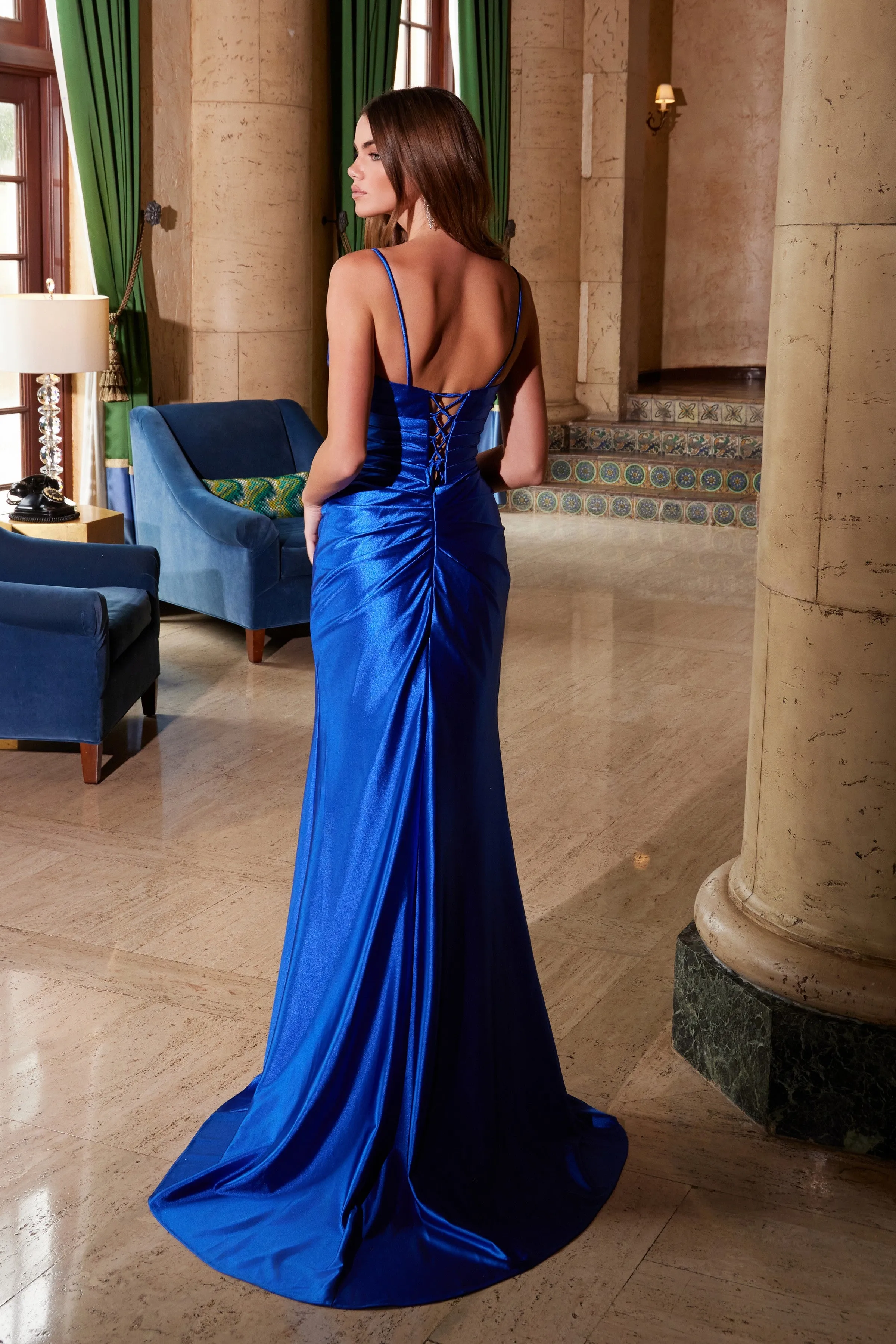 NOX ANABEL A1588 Elegant Long Stretch Satin Dress