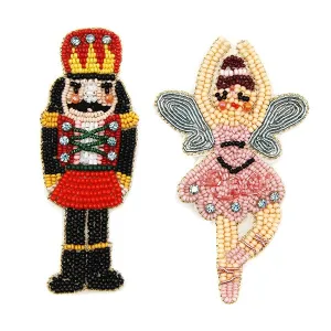 Nutcracker Beaded Brooch Pin Set