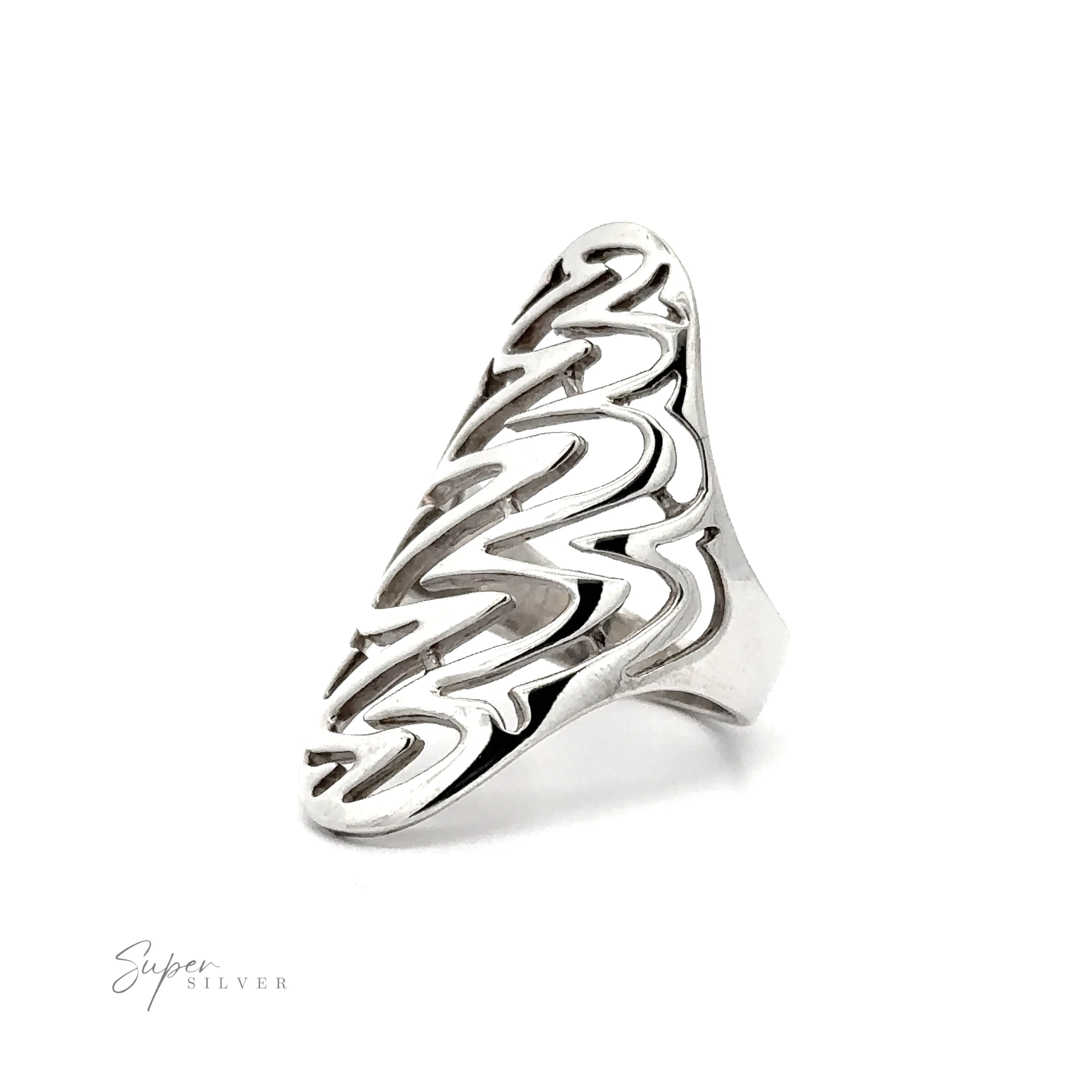 Oval Freestyle Band Silver Ring