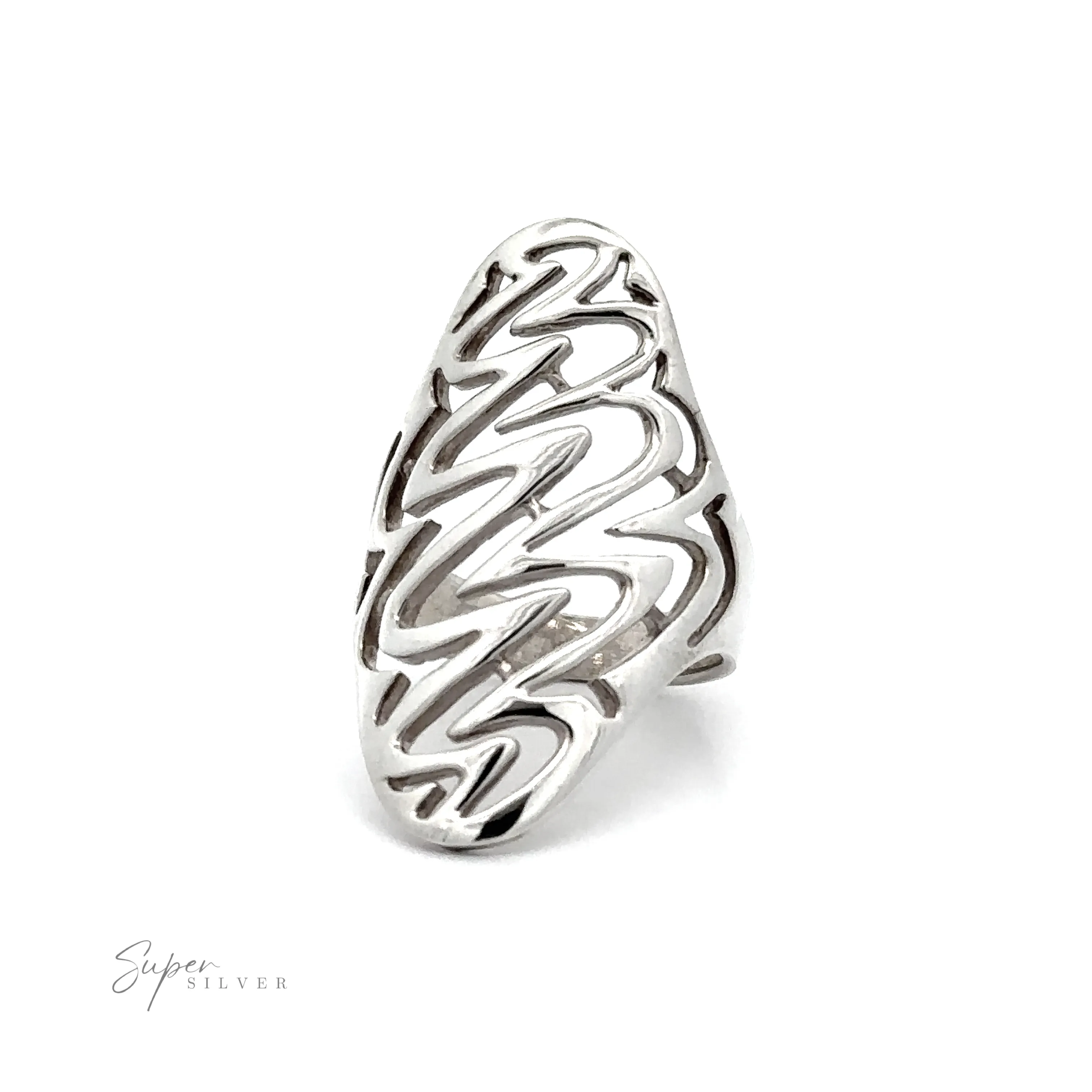 Oval Freestyle Band Silver Ring