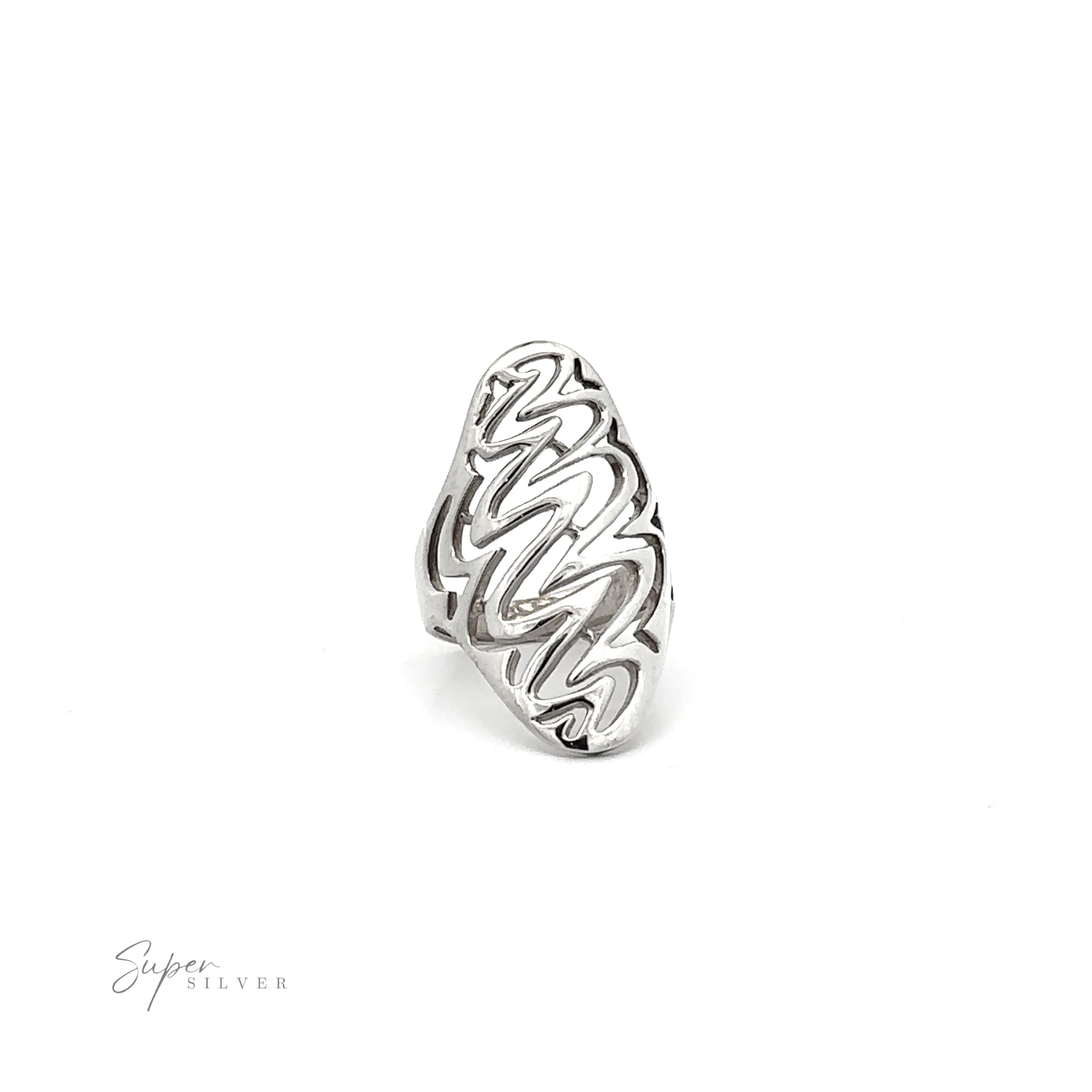 Oval Freestyle Band Silver Ring