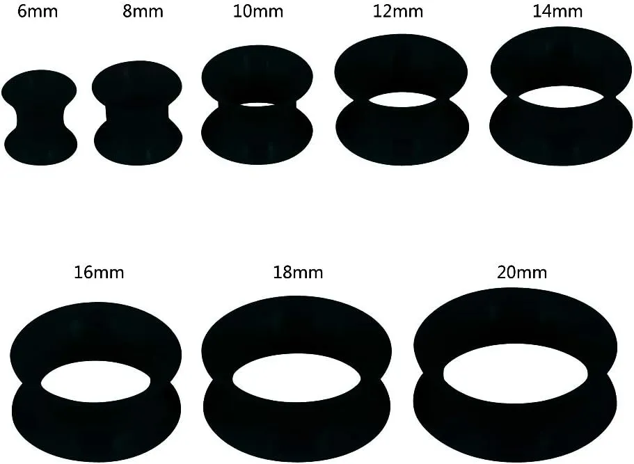Oyaface 2 PC Extra Soft Silicone Flexible Ear Skin Tunnels Plugs Expanders Gauges Hollow Body Piercing 8G-25mm