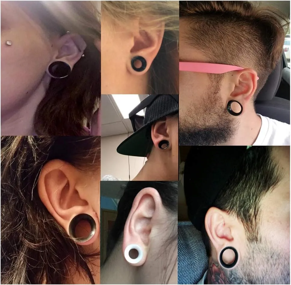 Oyaface 2 PC Extra Soft Silicone Flexible Ear Skin Tunnels Plugs Expanders Gauges Hollow Body Piercing 8G-25mm