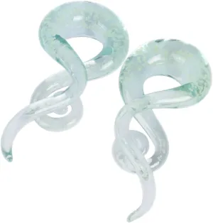 Oyaface 2 PC Glass Ear Tapers Plugs 4G-14mm Teardrop Spiral Gauges Piercing Jewerlry Set