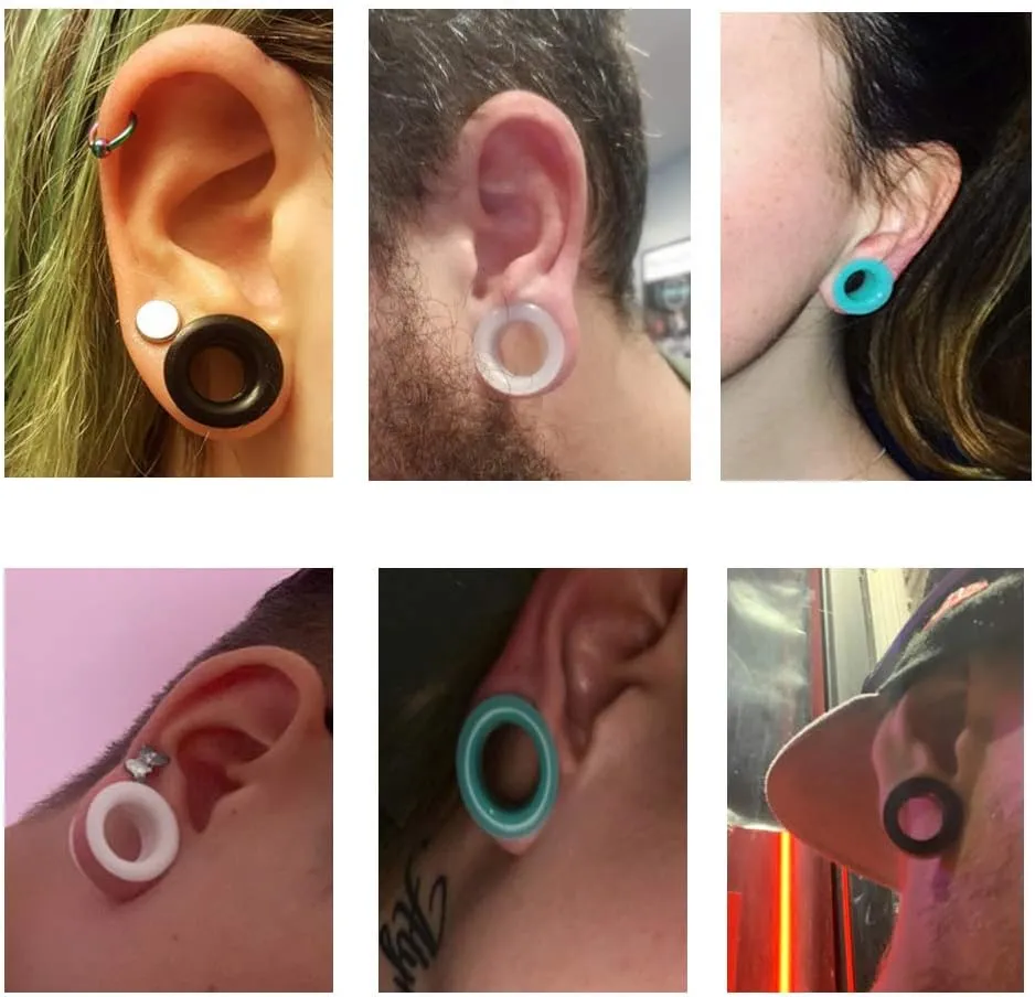 Oyaface 20 PCS Piercing Tunnel Set Soft/Hard Silicone Flesh Ear Plugs 2g-25mm Flexible Ear Stretching Gauge Expander