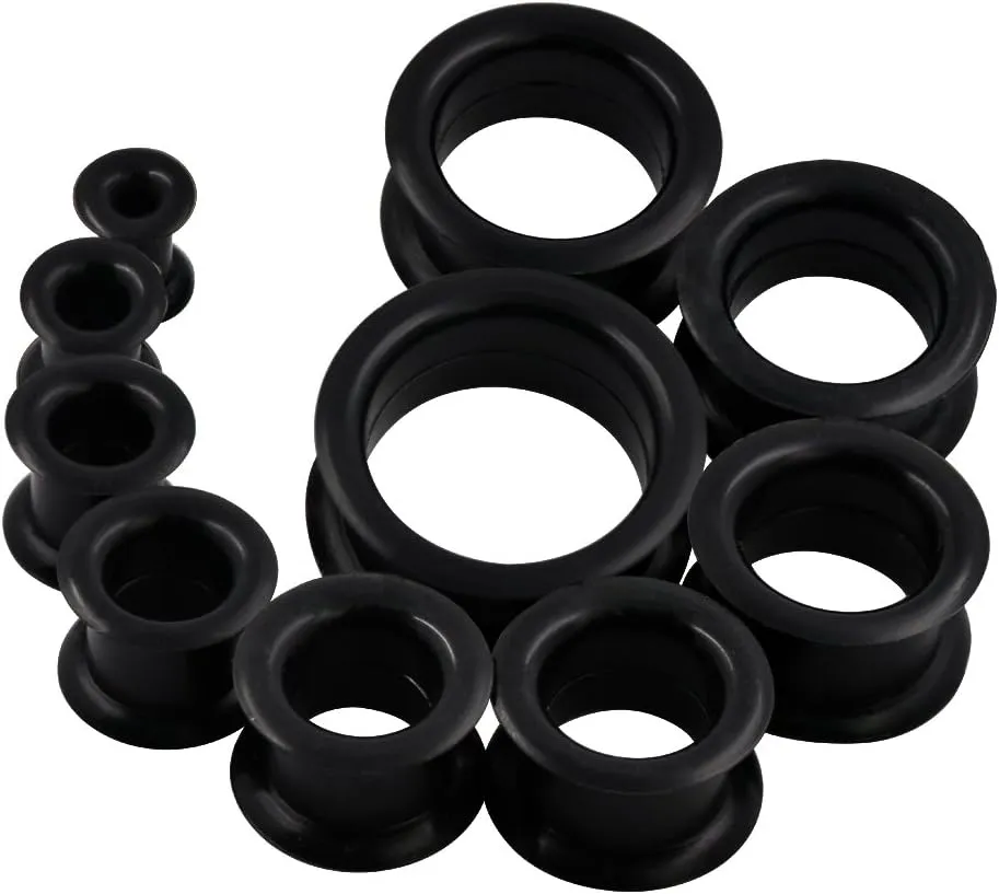 Oyaface 20 PCS Piercing Tunnel Set Soft/Hard Silicone Flesh Ear Plugs 2g-25mm Flexible Ear Stretching Gauge Expander
