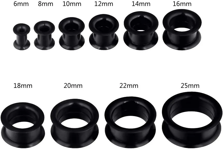 Oyaface 20 PCS Piercing Tunnel Set Soft/Hard Silicone Flesh Ear Plugs 2g-25mm Flexible Ear Stretching Gauge Expander