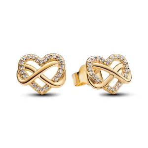 Pandora Sparkling Infinity Heart Stud Earrings