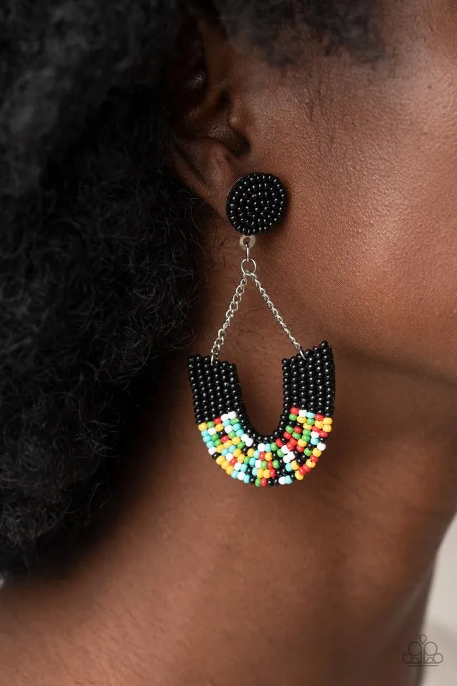 Paparazzi Earring ~ Make it RAINBOW - Black