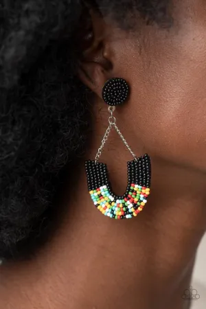 Paparazzi Earring ~ Make it RAINBOW - Black