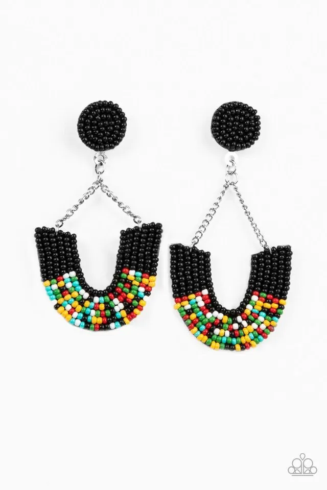 Paparazzi Earring ~ Make it RAINBOW - Black