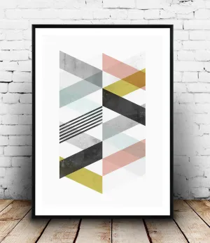 Pastel colored chevrons geometric abstract print