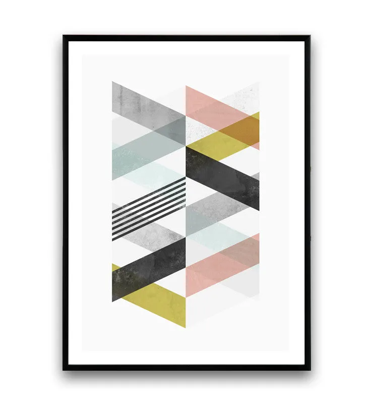 Pastel colored chevrons geometric abstract print