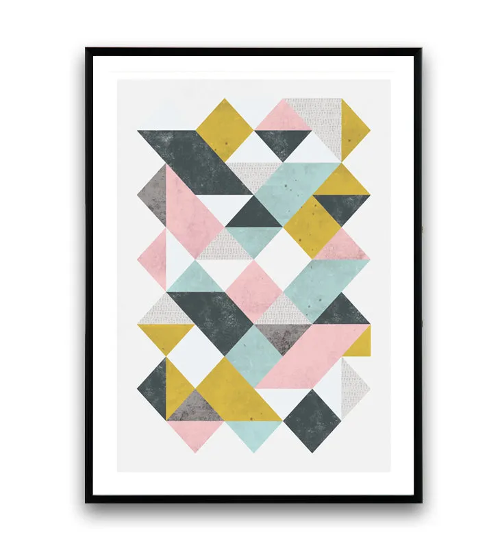 Pastel colored triangles abstract print