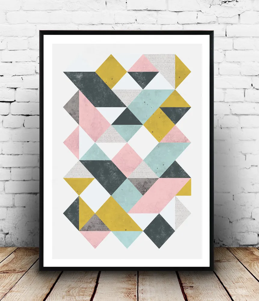 Pastel colored triangles abstract print