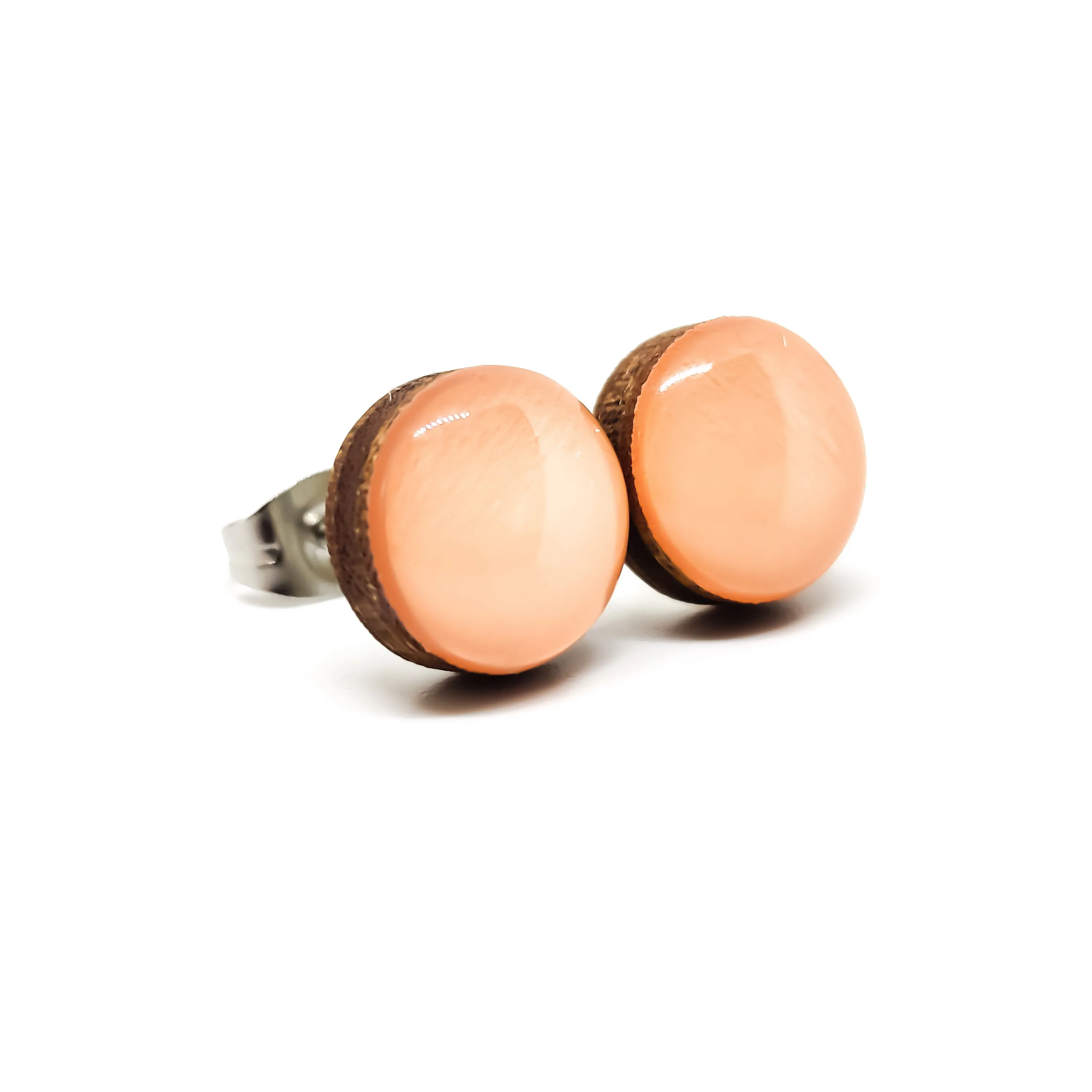 Peach Neutral Stud Earrings by Candi Cove Designs