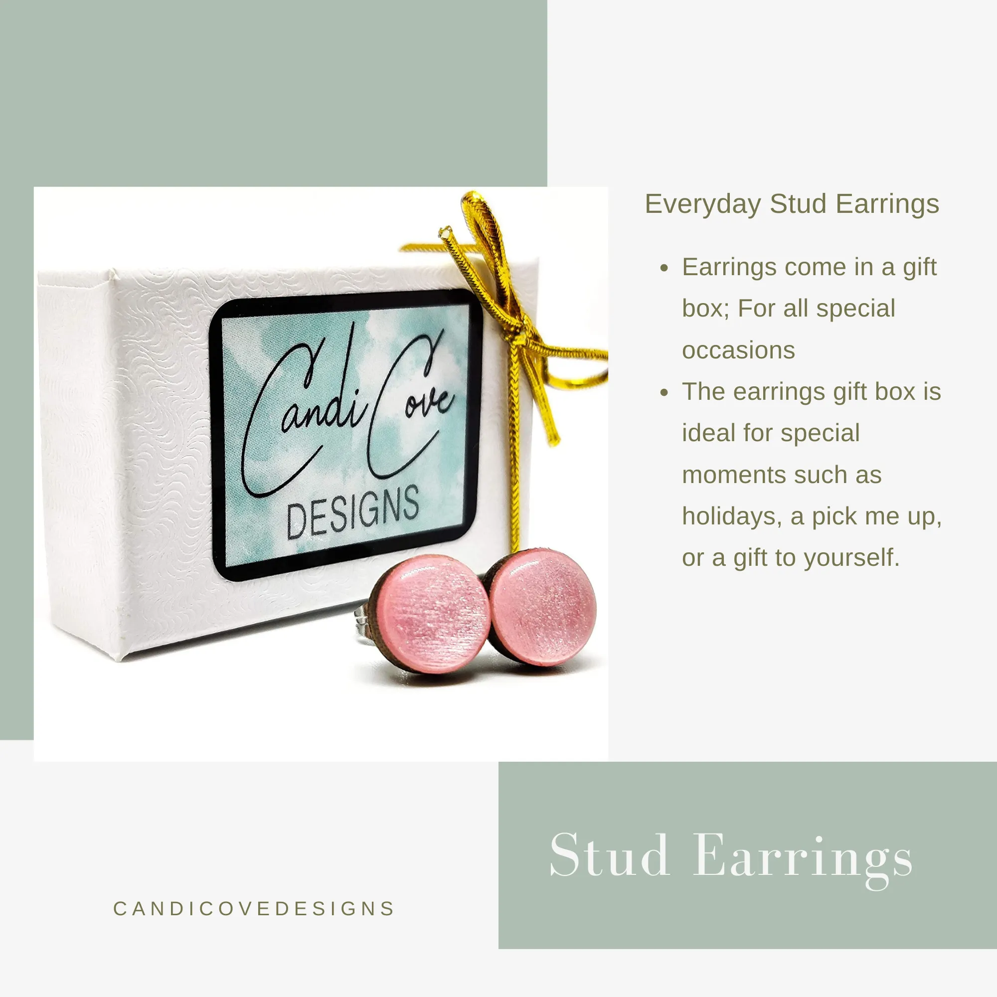 Peach Neutral Stud Earrings by Candi Cove Designs