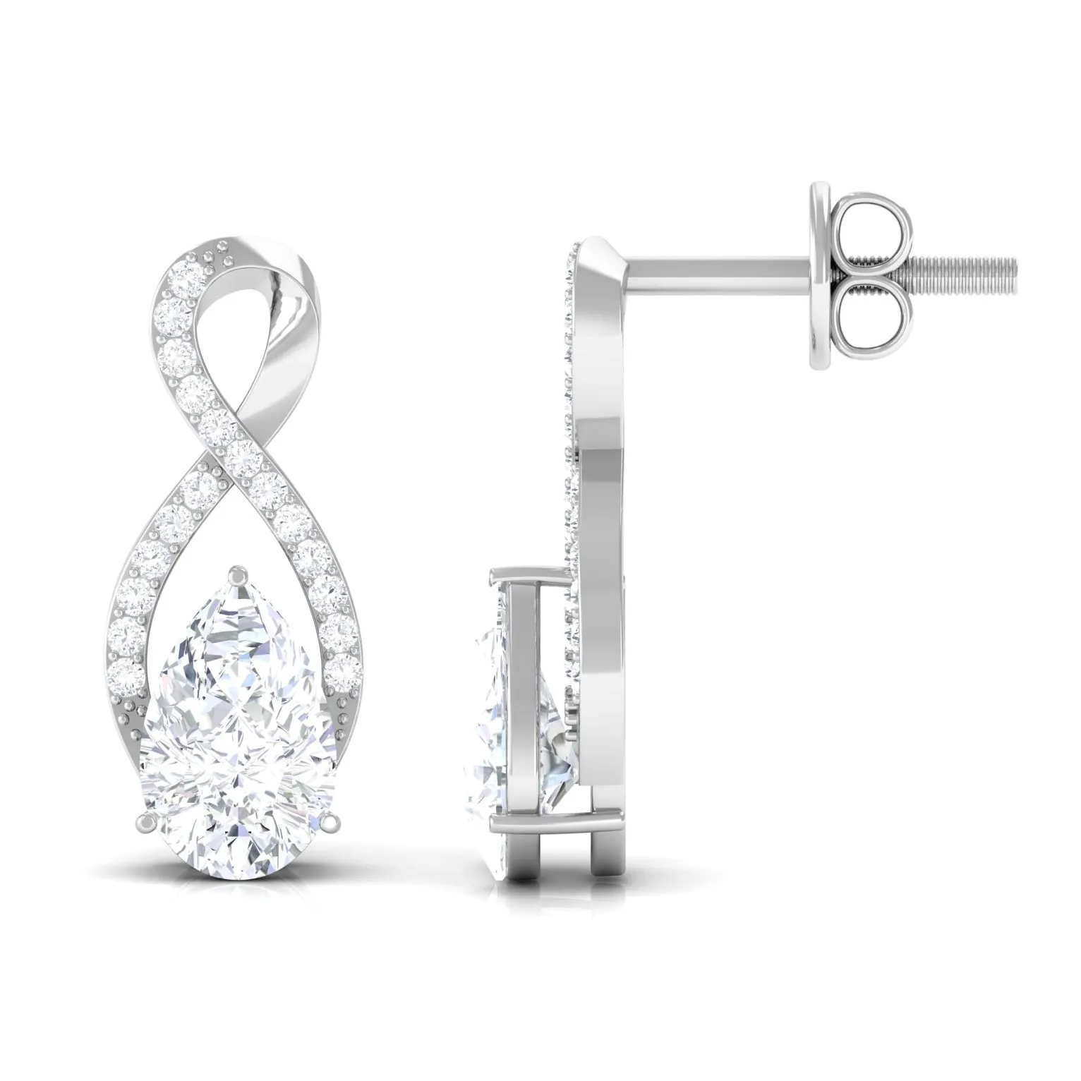 Pear Shape Moissanite Infinity Stud Earrings