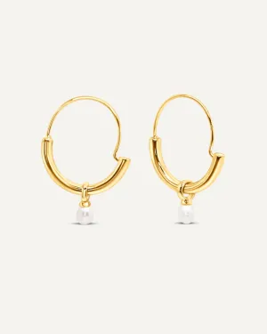 Pearl Orbit Hoop - Gold