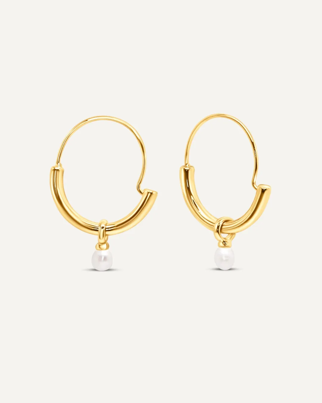 Pearl Orbit Hoop - Gold