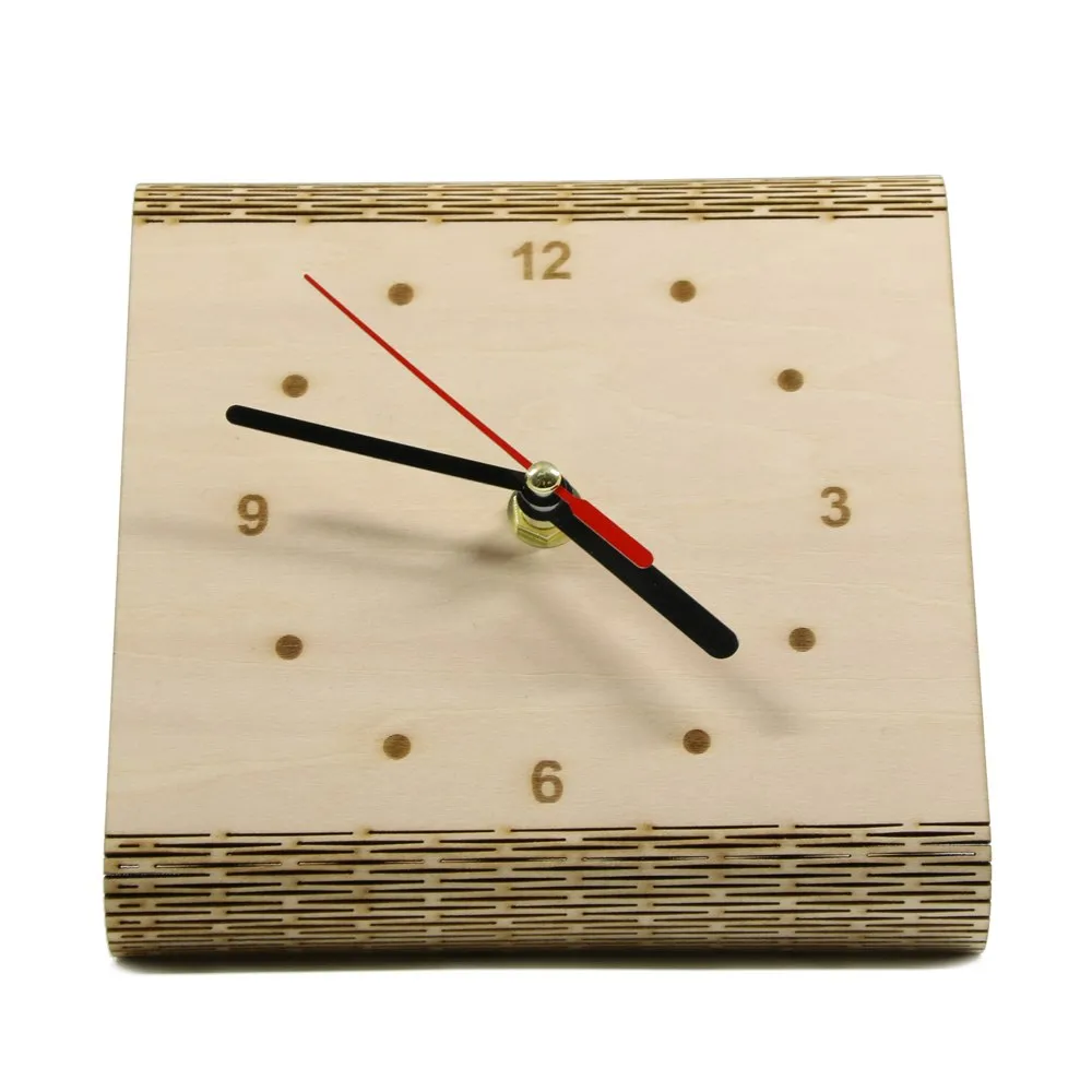 Personalized Flex Time Clock Sleek Minimalist Wood Table Clock Custom Living Hinge Wooden Desk Clock Modern Simple Wooden Clock