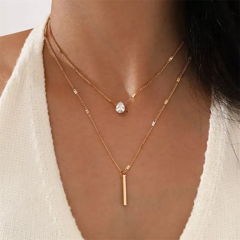 Premium Crystal Zircon Heart Star Charm Necklace Set for Women - Sparkling Stones, Versatile Design, Feminine Charms, Vintage Appeal - Excellent gift to Women