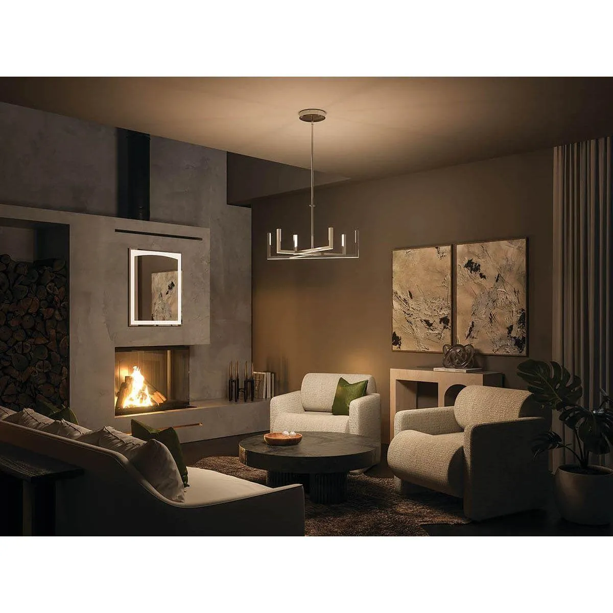 Priam 28 in. LED Chandelier Polished Nickel finish