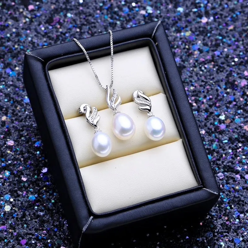 "Alegria" - Sterling Silver and Natural Pearl Bridal Jewelry Set - More Colors Available