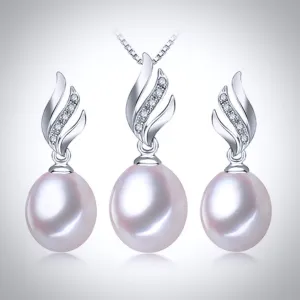 "Alegria" - Sterling Silver and Natural Pearl Bridal Jewelry Set - More Colors Available