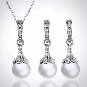 "Allison" - Pearl and Cubic Zirconia Jewelry Set