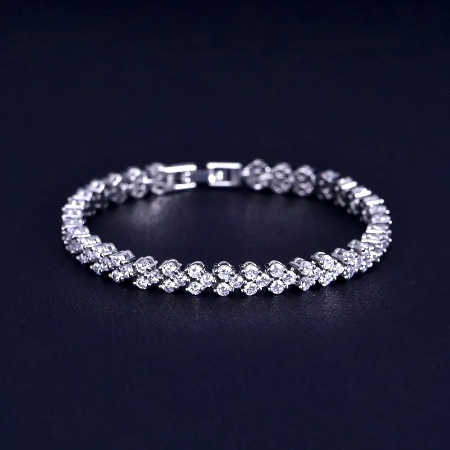 "Catarina" - Silver Cubic Zirconia Bridal Three-Piece Jewelry Set