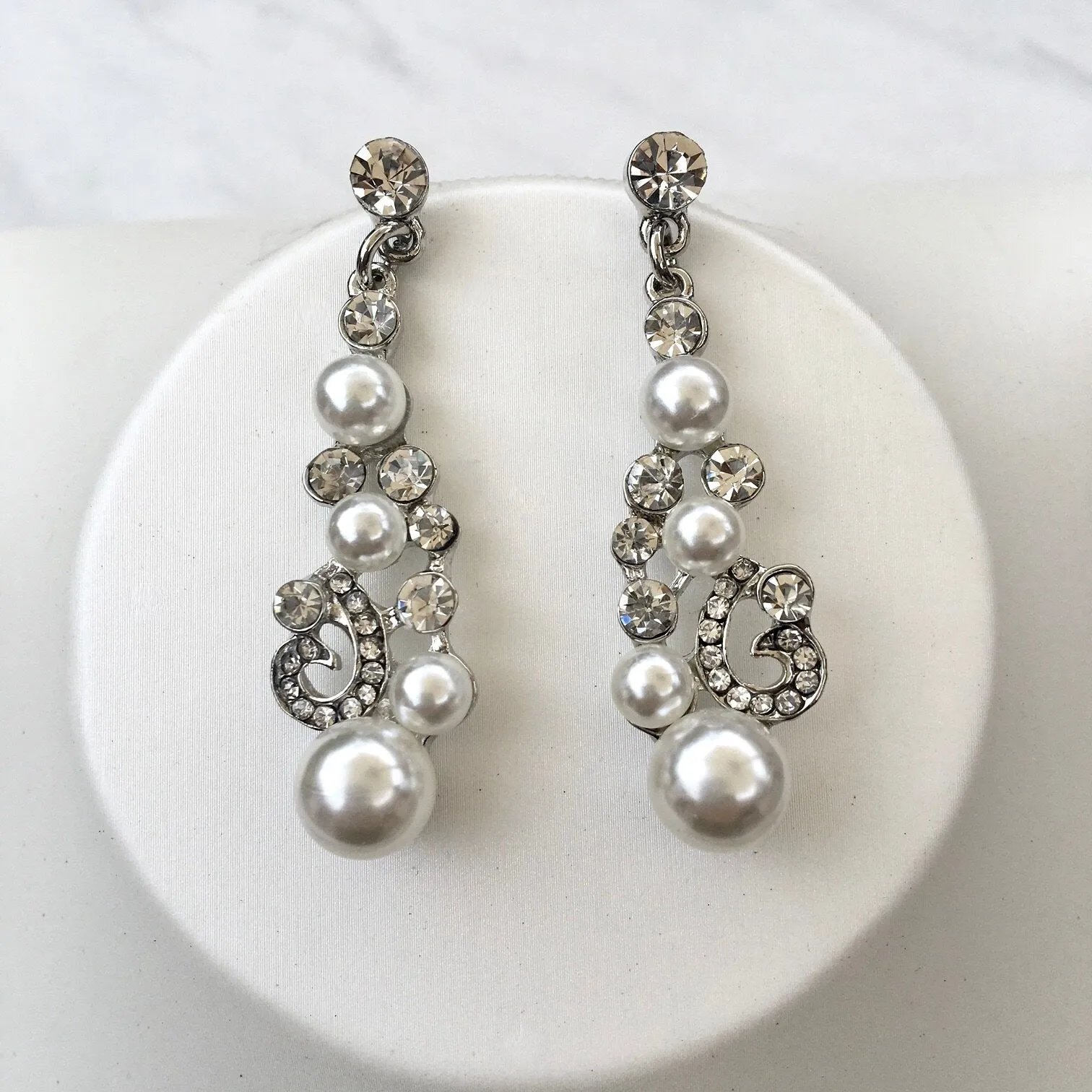 "Naomi" - Pearl and Crystal Bridal Jewelry Set With Tiara