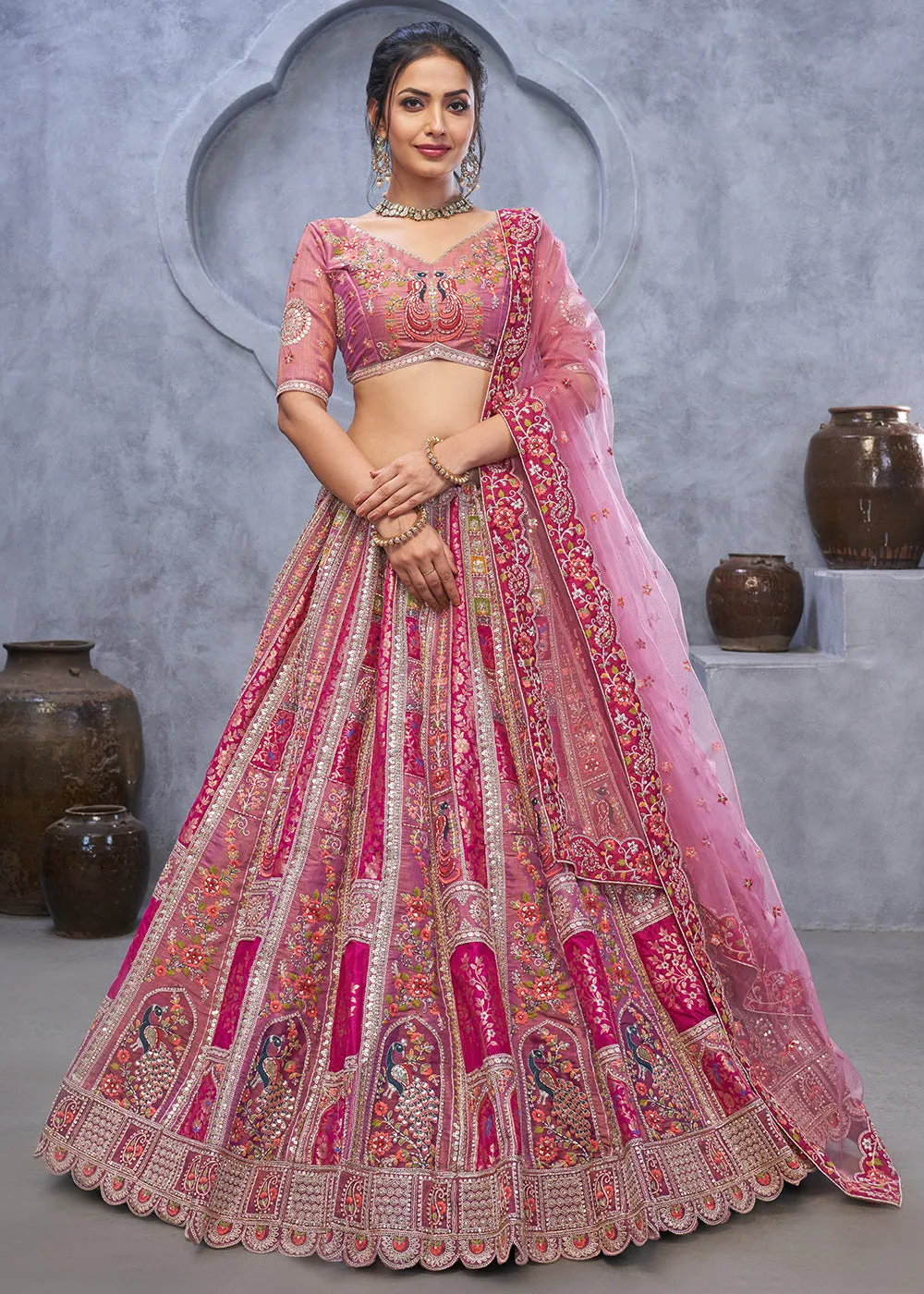 Radiant Rani Purple Hand Embroidered Bridal Lehenga Choli
