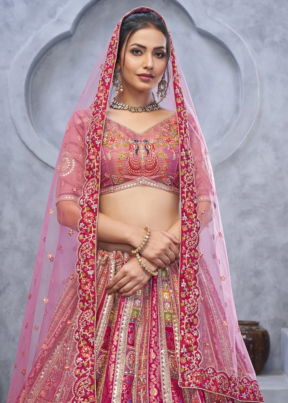 Radiant Rani Purple Hand Embroidered Bridal Lehenga Choli