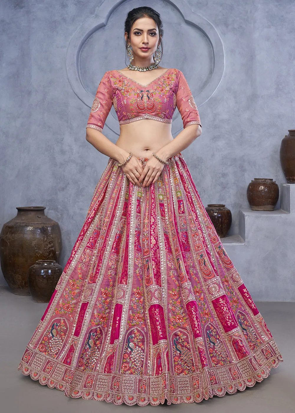Radiant Rani Purple Hand Embroidered Bridal Lehenga Choli