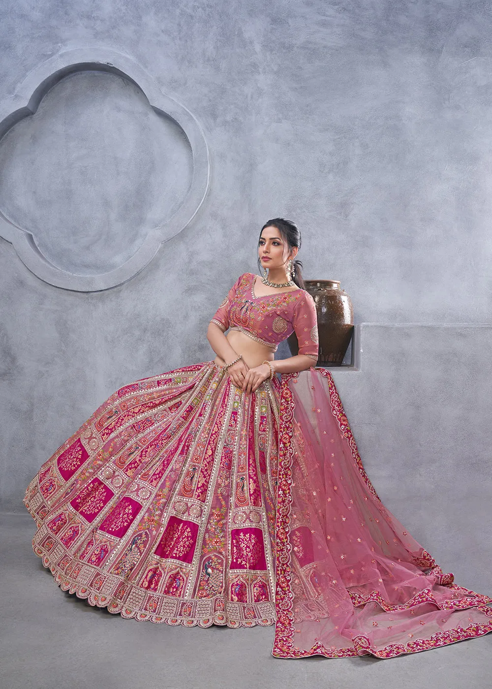 Radiant Rani Purple Hand Embroidered Bridal Lehenga Choli