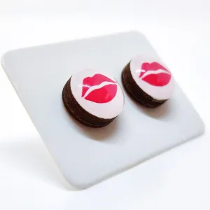 Red Kiss Lips Stud Earrings by Candi Cove Designs
