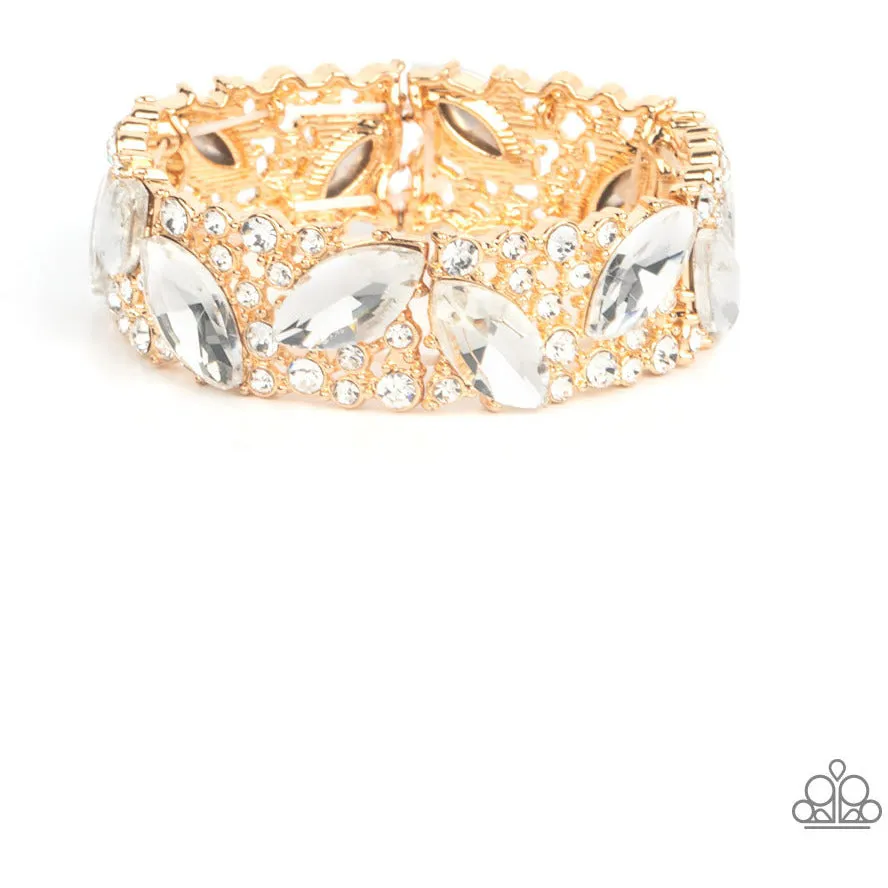 Rhinestone- Full Body Chills - Gold Bracelets