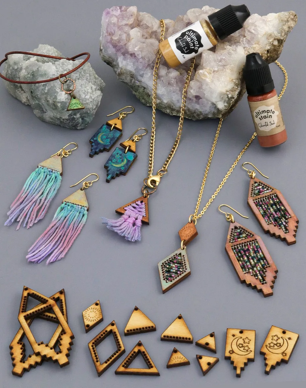 Rising Moon, Seed Bead & Macrame Jewelry Pop Outs (1 panel, 12pcs/ea)