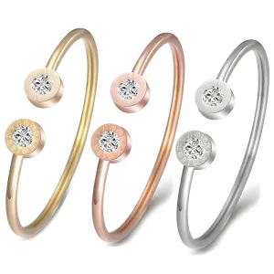 Roman Number Zirconia Cuff Bracelet