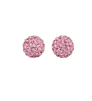Rose Pink Crystal Ball Earrings